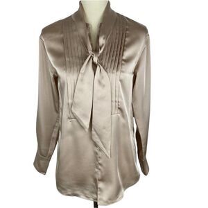 Joie Mendaline Champagne Color Satin Silk Blouse New Size Small